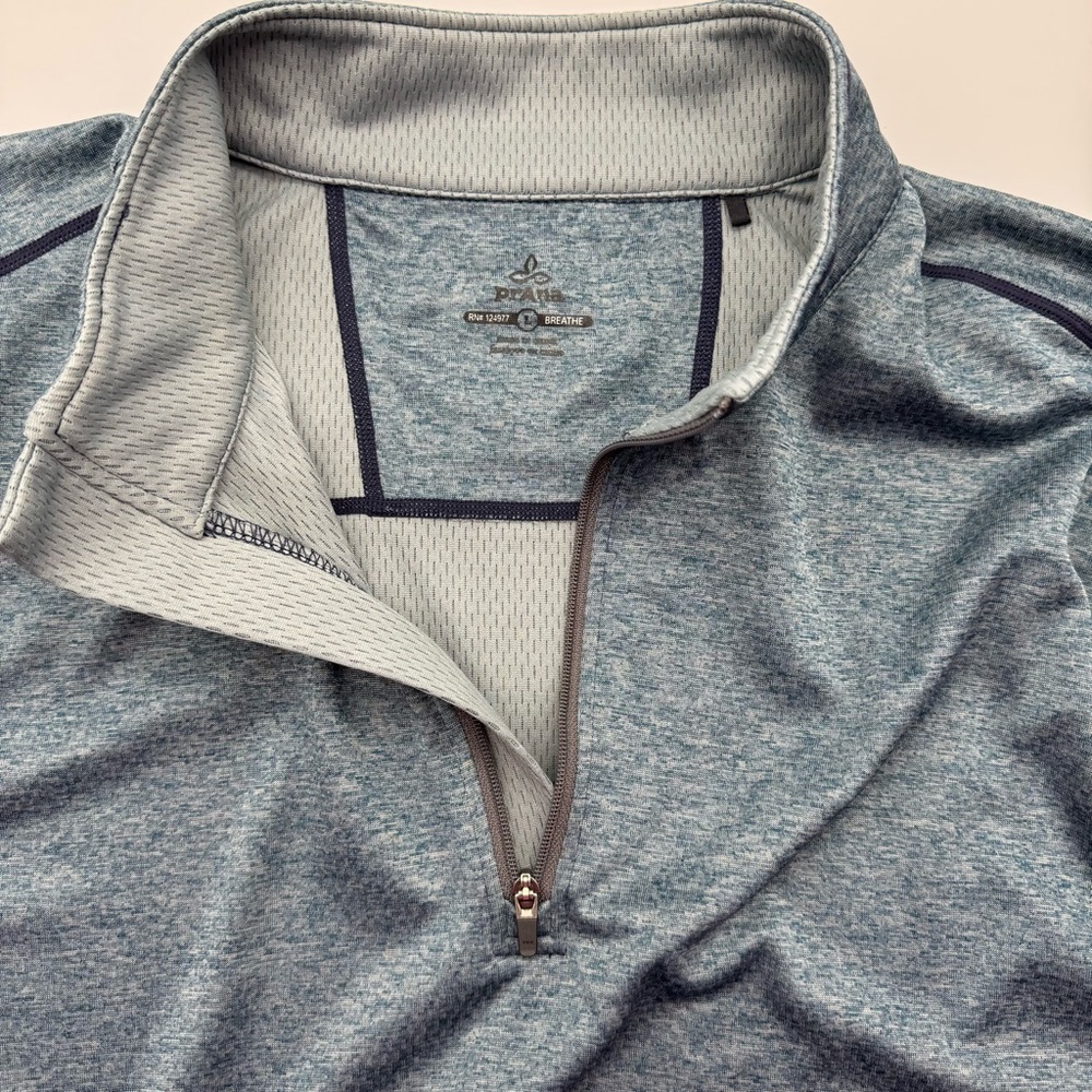 Prana Breathe Teal Performance 1/4 Zip Pullover, Size Large